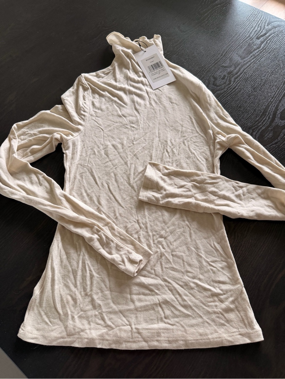 NWT BOA- Light Cream Sheer Long-Sleeve Turtleneck Top XS